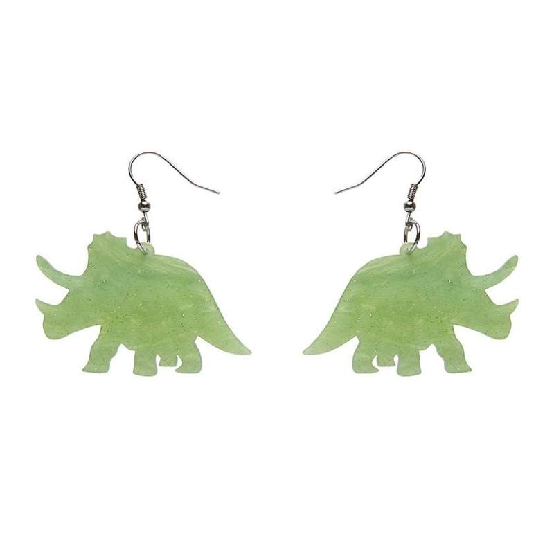 Erstwilder - Triceratops Ripple Glitter Earrings - Lime