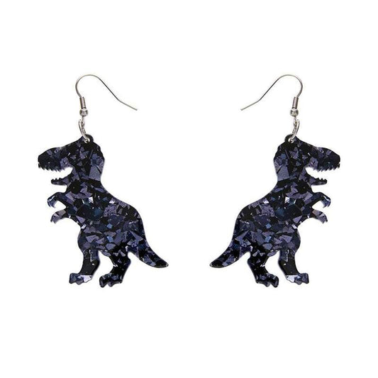 Erstwilder - Tyrannosaurus Chunky Glitter Resin Drop Earrings - Black