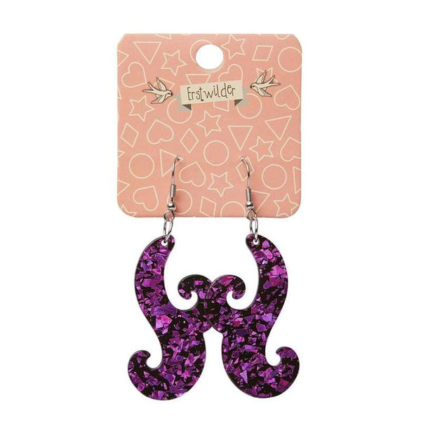 Erstwilder - Nouveau Chunky Glitter Resin Drop Earrings - Purple