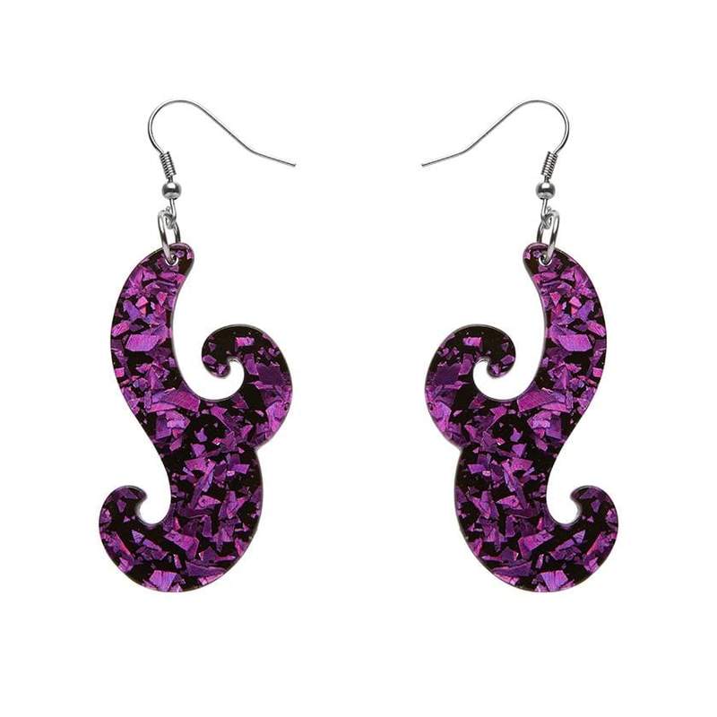 Erstwilder - Nouveau Chunky Glitter Resin Drop Earrings - Purple