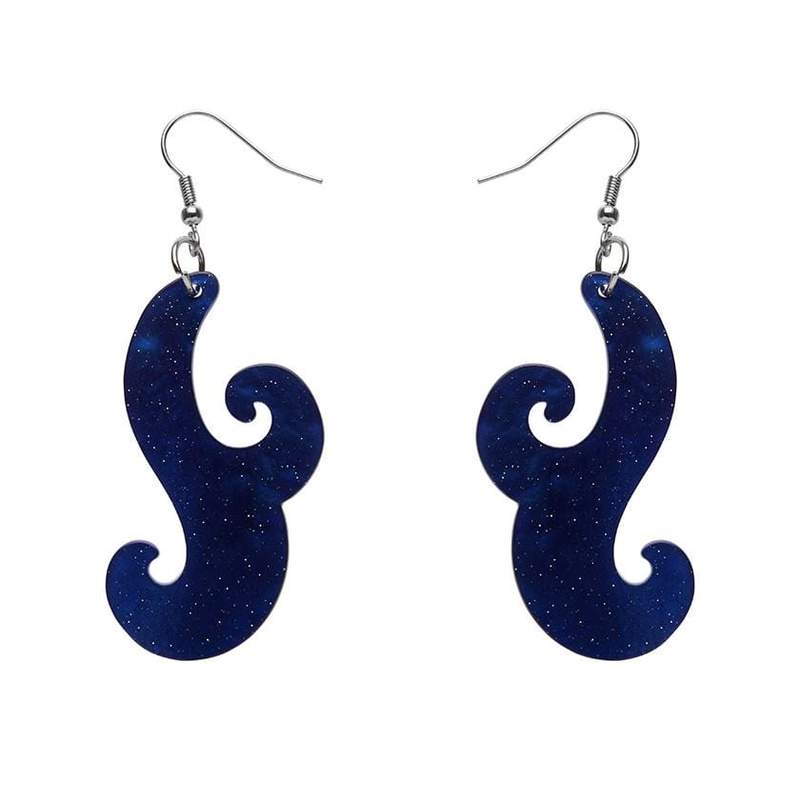 Erstwilder - Nouveau Ripple Glitter Resin Drop Earrings - Dark Blue