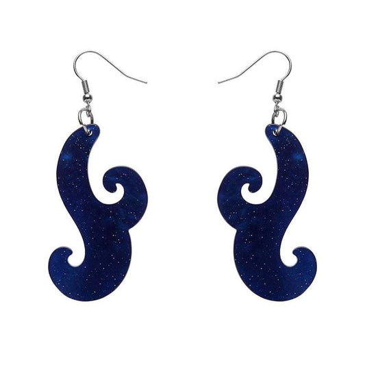 Erstwilder - Nouveau Ripple Glitter Resin Drop Earrings - Dark Blue