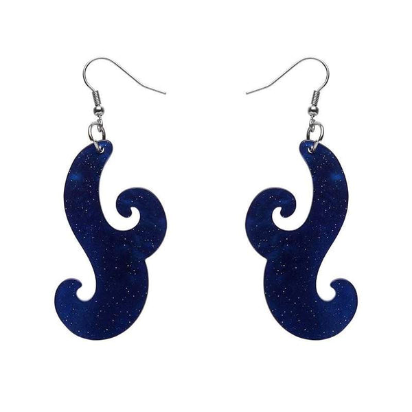 Erstwilder - Nouveau Ripple Glitter Resin Drop Earrings - Dark Blue