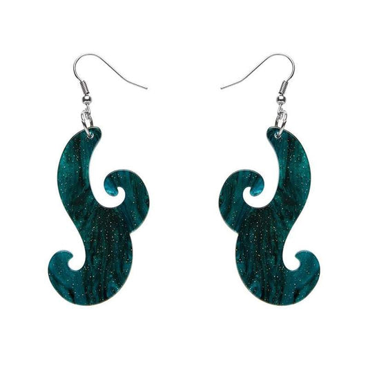 Erstwilder - Nouveau Ripple Glitter Resin Drop Earrings - Emerald