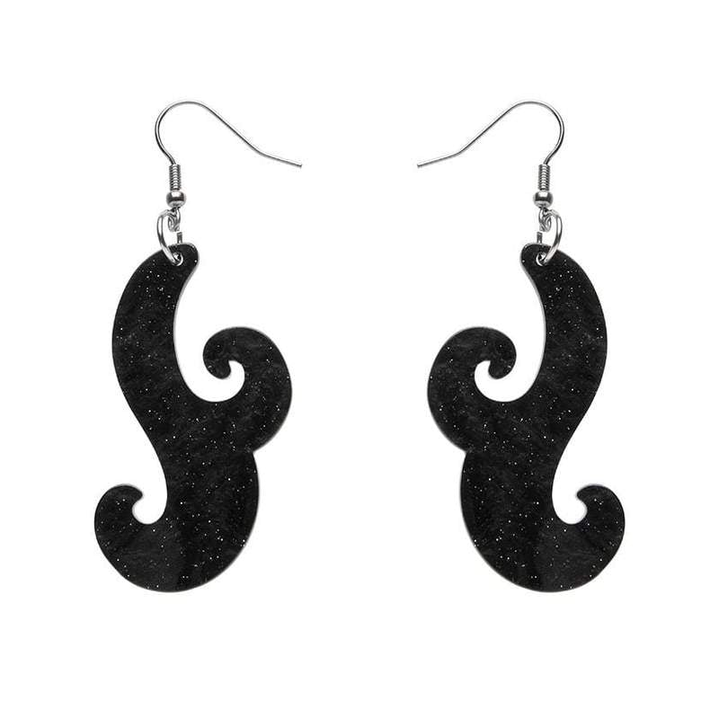 Erstwilder -  Nouveau Ripple Glitter Resin Drop Earrings - Black