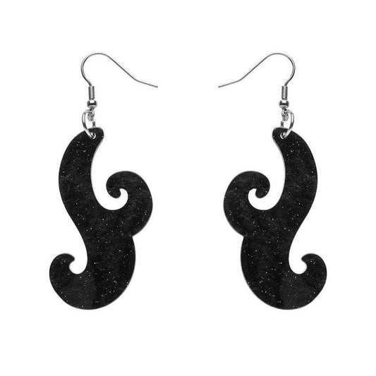 Erstwilder -  Nouveau Ripple Glitter Resin Drop Earrings - Black