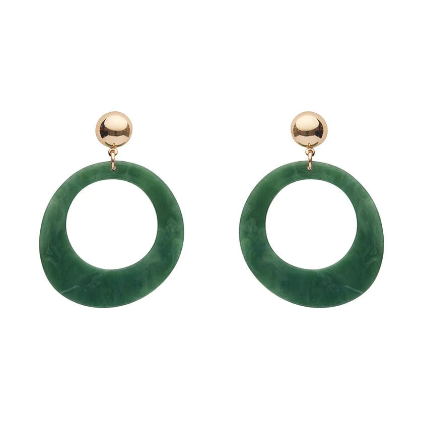 Erstwilder - Marble Statement Resin Circle Earrings - Green