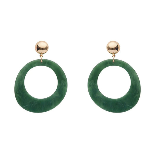 Erstwilder - Marble Statement Resin Circle Earrings - Green