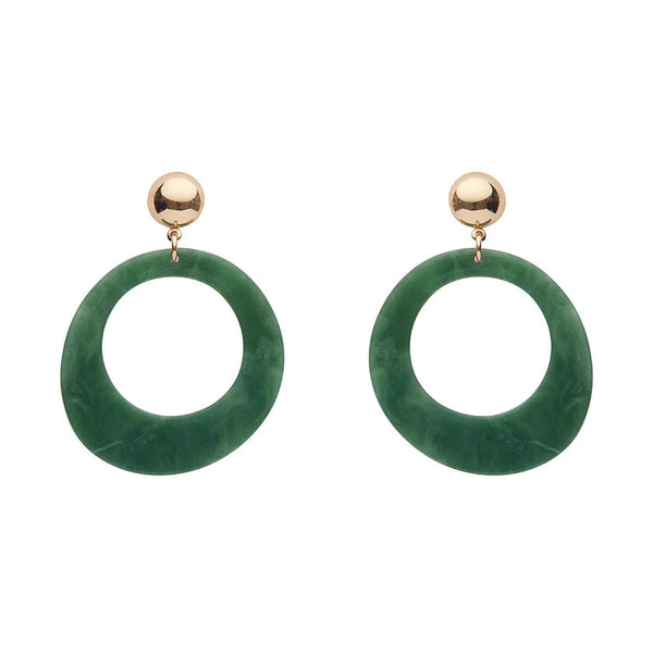 Erstwilder - Marble Statement Resin Circle Earrings - Green