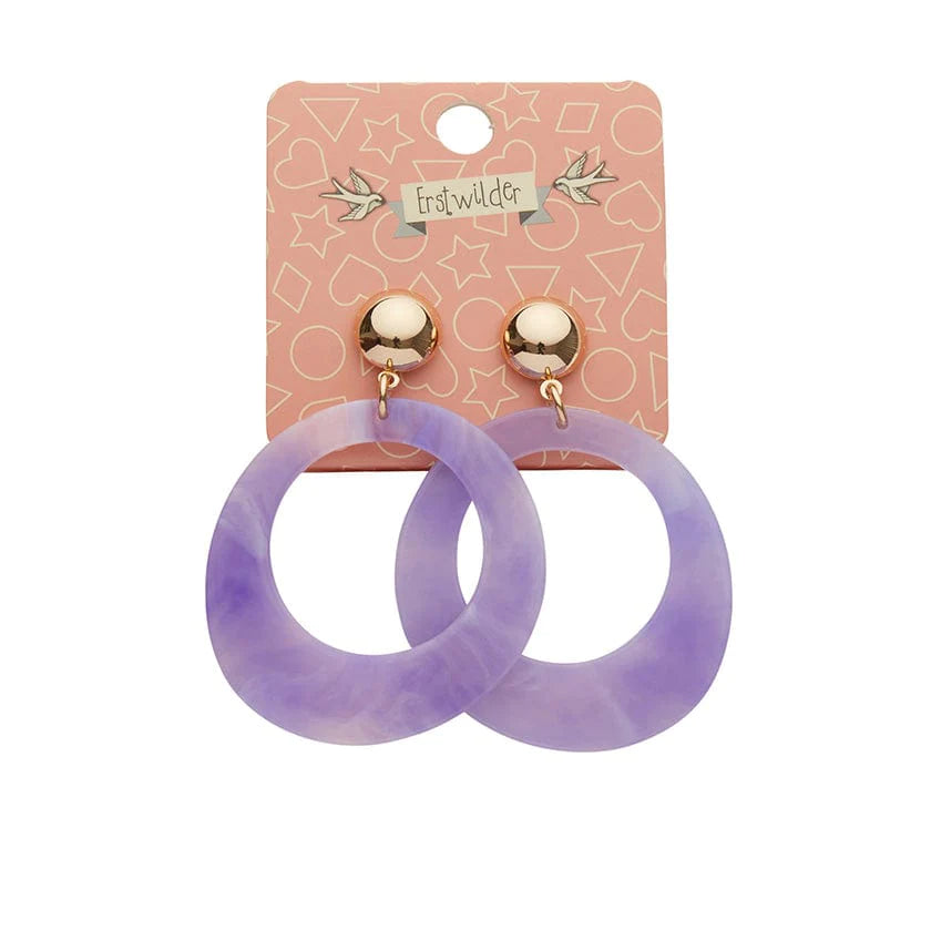 Erstwilder - Statement Marble Resin Circle Earrings - Purple