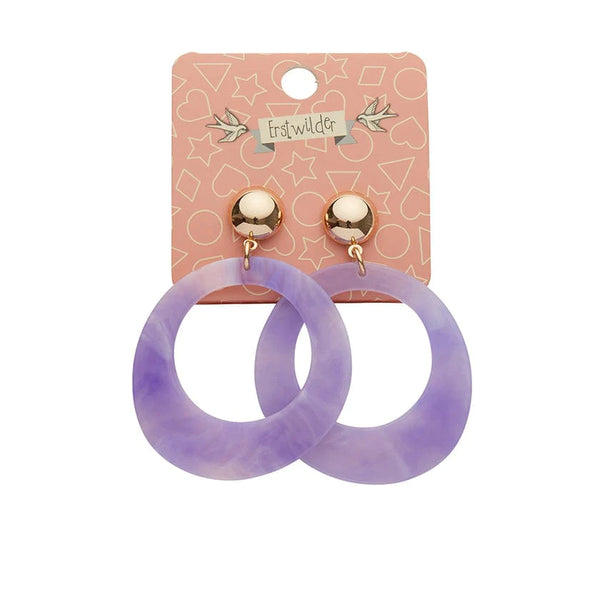 Erstwilder - Statement Marble Resin Circle Earrings - Purple