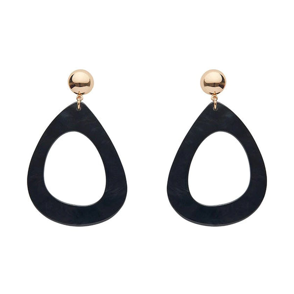Erstwilder - Statement Ripple Resin Tear Drop Earrings - Black