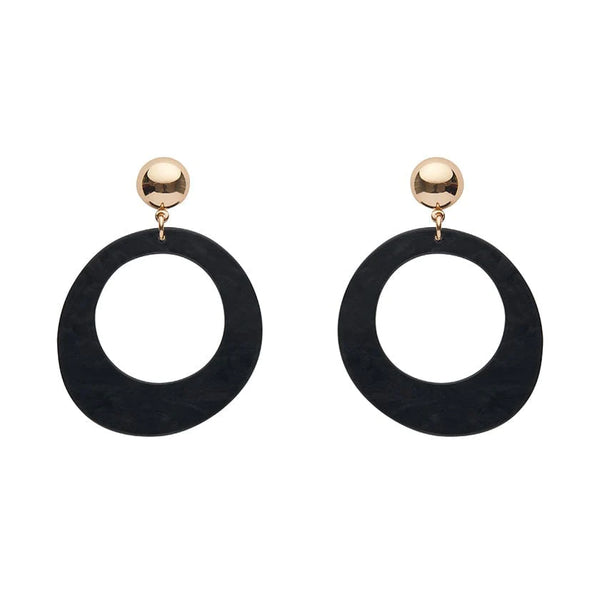 Erstwilder - Statement Ripple Resin Circle Drop Earrings - Black