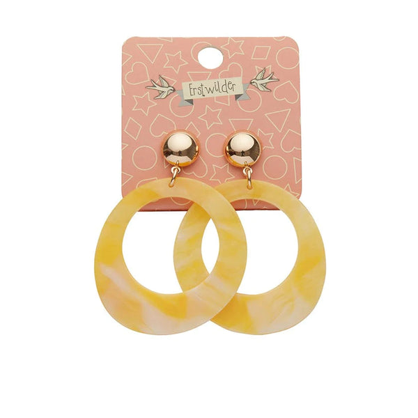 Erstwilder - Statement Marble Resin Circle Drop Earrings - Yellow