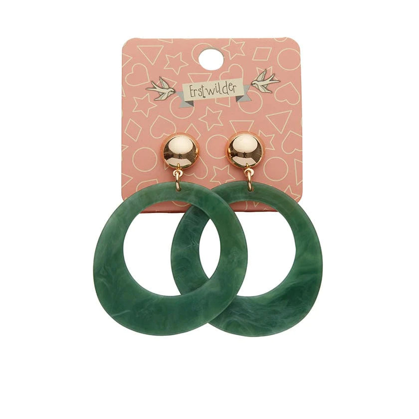 Erstwilder - Marble Statement Resin Circle Earrings - Green