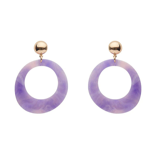 Erstwilder - Statement Marble Resin Circle Earrings - Purple