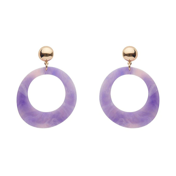 Erstwilder - Statement Marble Resin Circle Earrings - Purple