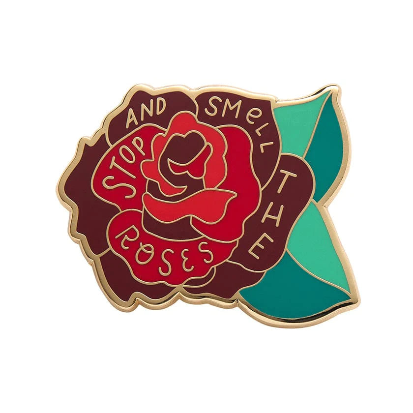 Erstwilder - Stop and Smell the Roses Enamel Pin - Liz Harry