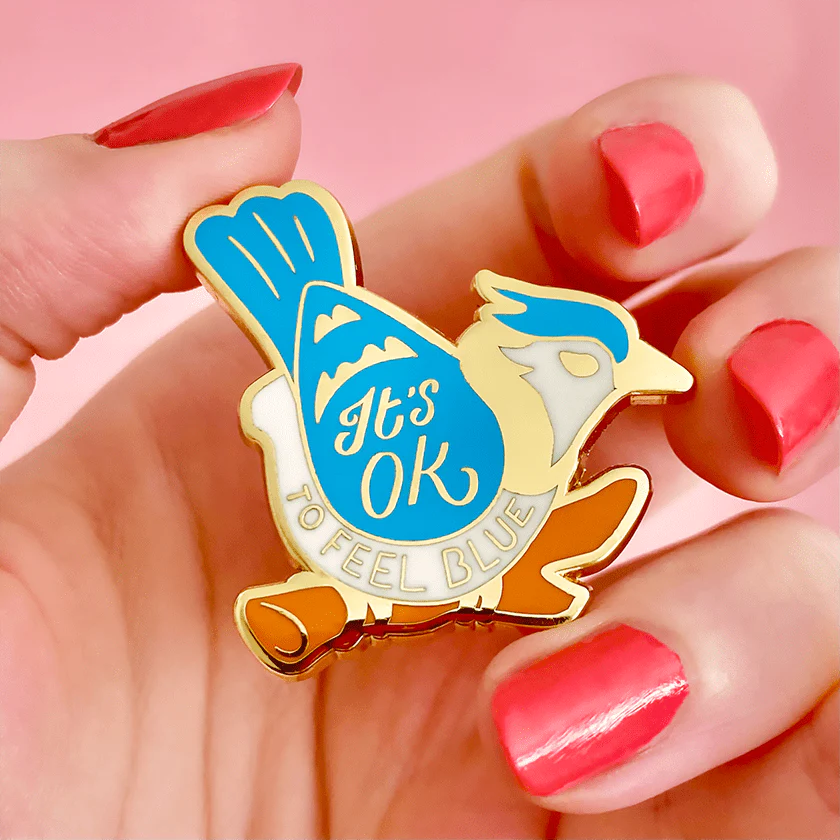 Erstwilder - Its Okay to Feel Blue Enamel Pin - Liz Harry