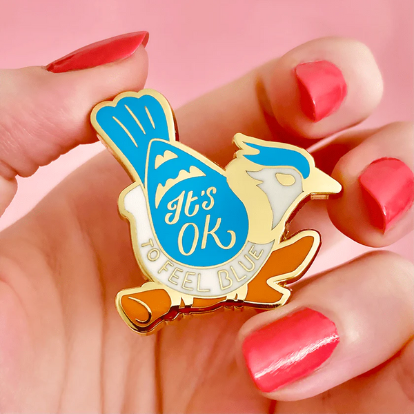 Erstwilder - Its Okay to Feel Blue Jay Enamel Pin - Liz Harry