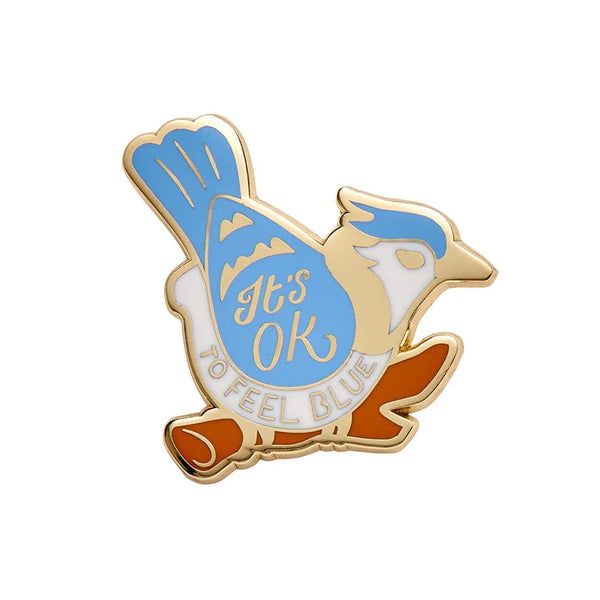 Erstwilder - Its Okay to Feel Blue Jay Enamel Pin - Liz Harry