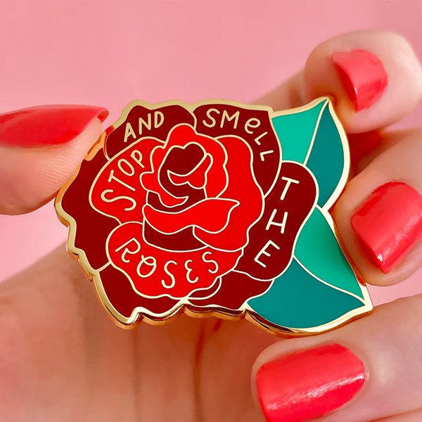 Erstwilder - Stop and Smell the Roses Enamel Pin - Liz Harry