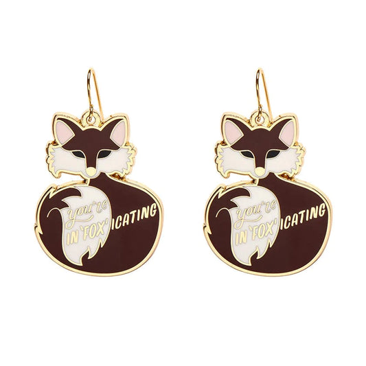 Erstwilder - You're In"FOX"icating Enamel Drop Earrings - Liz Harry