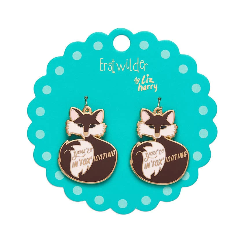 Erstwilder - You're In"FOX"icating Enamel Drop Earrings - Liz Harry