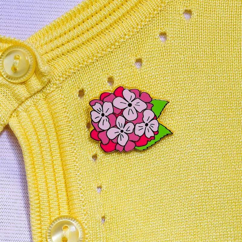 Erstwilder - Heartfelt Hydrangea Enamel Pin - Pink