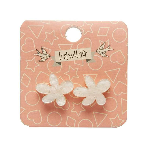 Erstwilder - Flower Ripple Glitter Resin Drop Earrings - Cream