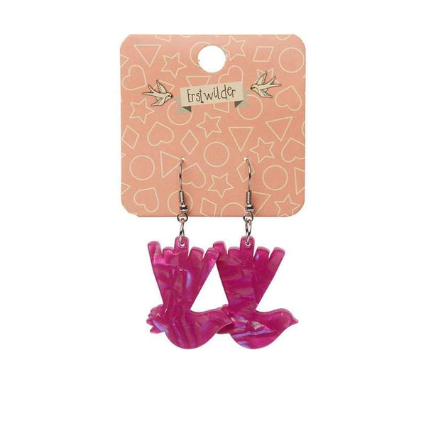 Erstwilder - Wagtail Textured Resin Drop Earrings - Fuschia