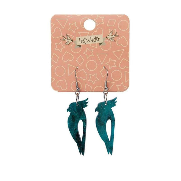 Erstwilder - Kookaburra Ripple Glitter Resin Drop Earrings - Green