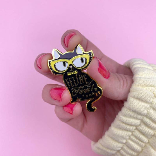 Erstwilder - Feline Fine Enamel Pin -  Black - Liz Harry