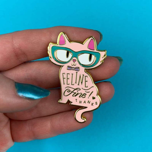 Erstwilder - Feline Fine Enamel Pin - Pink - Liz Harry