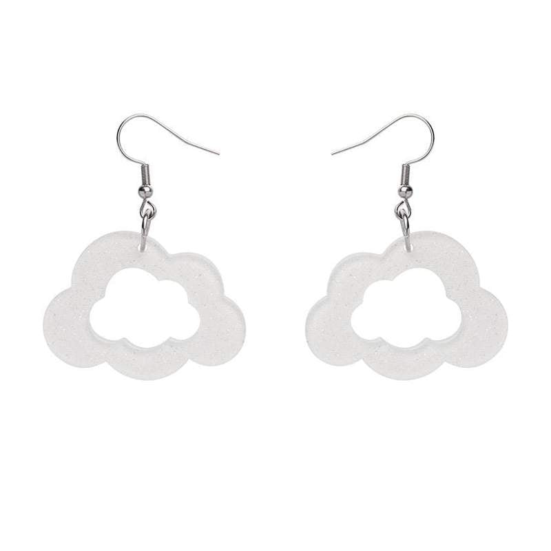 Erstwilder - Cloud Glitter Resin Drop Earrings - White