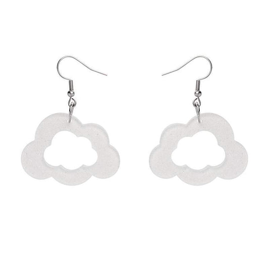 Erstwilder - Cloud Glitter Resin Drop Earrings - White