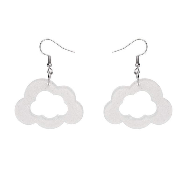 Cloud Glitter Resin Drop Earrings by Erstwilder - White