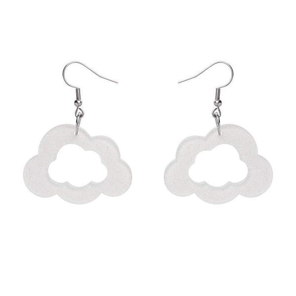 Erstwilder - Cloud Glitter Resin Drop Earrings - White